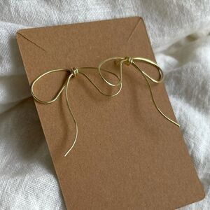 Dainty Minimalist Golden Bow Tassle Dangle Earrings Metal Drop Earrings Gift